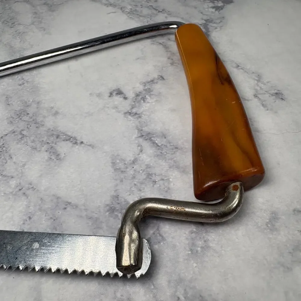 Vtg Retro MCM Bakelite Handle Frozen Food Poultry Meat Bone Kitchen Saw Knife